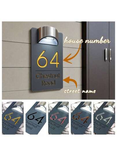 1pc Custom Solar-Powered House Number Sign – Elegant 3D Embossed Design, Automatic Night Lighting, Personalized Address Plaque For Doorway Gifts Birthday Graduation,Multi-Functional,Adjustable, Anti-Mold,Ornamental,Exquisite,Stylish,Cute,Adorable,High-Quality,Modern,Custom,Personalized,Unique,Ideal Gifts For Him,Ideal Gifts For Her,Her,Girlfriend,Dad,Boyfriend,Family,Mom,Friends,Son,Daughter,Home