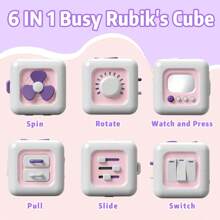 1PC Busy Cube For Kids Sensory Busy Board Travel Toy For Toddlers Educational Leamning Toys Montessori Toys For Babies Sensory FingerTraining Birthday Gift,Accessories Random Color