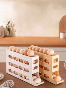 4-stufiger Kühlschrankeiereinsatz, automatischer Rollei-Eier-Behälter, rutschfeste Eierlagerbox, Küchenregal-Organizer