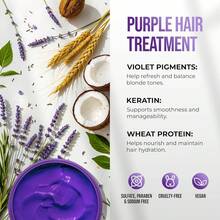 Sunatoria New Keratin Purple Hair Mask- Blonde Hair Purple Toner - Repair &Amp; Nourishment Treatment For Bleached, Brassy Hair - Blue Hair Mask, No Yellow Tones - Deep Conditioner For Color Treated Locks - White - View 3