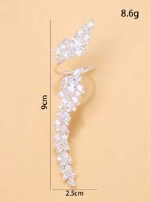 1pc New Zirconia Leaf Design Adjustable Party Versatile Ring, Fashion Jewelry Accessories For Women