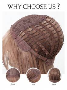 28 Inch Long Straight Champagne Blonde Layered Wigs With Bangs Synthetic Wigs For Women For Ordinary Work, Life, Dance Parties And All Occasions Use; Wigs For Women, Carnival; Kpop, K Pop; Y2k; Cosplay - 香檳色 - 查看 10