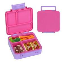 Caja de almuerzo tipo bento con 4 compartimentos, 100% a prueba de fugas, apta para microondas y lavavajillas, de vuelta a la escuela, útiles escolares