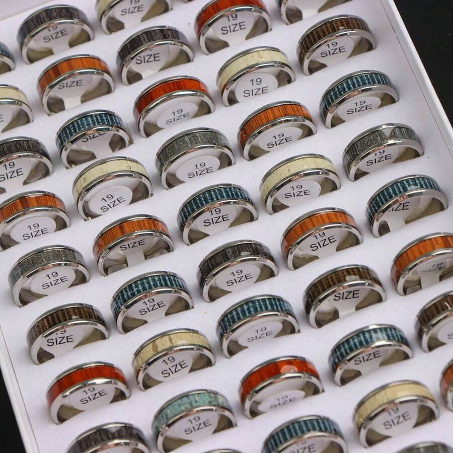 Set de 10 anillos de acero inoxidable de moda y elegantes, accesorios de joyería excelentes para hombres y mujeres, uso diario y regalos