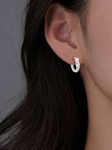 1 par de brincos de argola em prata esterlina S925 com design de coração vazado, brincos personalizados minimalistas e elegantes, presente para mulheres