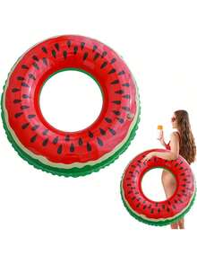 1 chiếc phao bơi bơm hơi hình tròn - Chất liệu PVC dày dặn, gồm các kiểu màu xanh lá cây, hồng, bánh donut sô cô la, dưa hấu, thích hợp cho các bữa tiệc bãi biển, hồ bơi (60#, 70#, 80#, 90#) - Nhiều màu - Xem 5