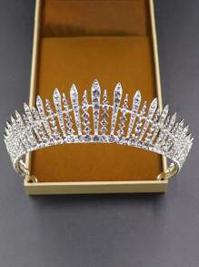 1 pièce Bandeau de mariée de luxe avec design de couronne de strass pour mariage, fête, diadème royal