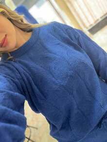 Women Sweater Co-Ords - Màu xanh lam - Xem 3