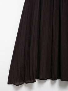Seelio Women's Pleated Patchwork Knit Skirt, Spring/Summer New Arrival - Brown - View 9