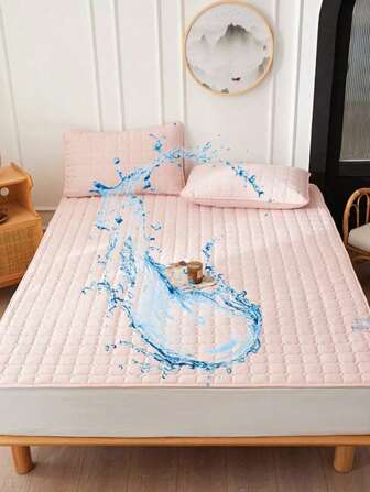 1pc Cute Cartoon Waterproof Mattress Pad, Macaron Colors + Adorable Patterns, Delicate Quilted Craftsmanship, Snug Fit On Bed, Ideal For Cute Bedroom Decor