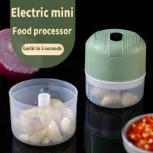 Mini triturador de alho elétrico portátil de 250 ml - Processador de alimentos, máquina de picar cebolas, vegetais, pimenta, carne, temperos, liquidificador