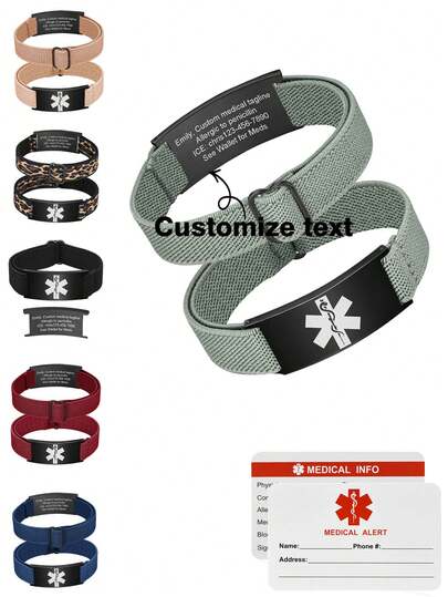 1pc Customized Medical Alert Bracelet, Stainless Steel Elastic Adjustable Band Suitable For Men & Women, Casual, Unique, Ideal Gift For Him, Her, Boyfriend, Girlfriend, Dad, Mom, Family, Grandpa, Friends, Anniversary, Birthday, Graduation, Prom, Party, Father's Day, With Card,School Supplies,Back To School,School Gift,For Office,For School,For Classroom,For Teacher Gifts,For University,For Colleague,For Dorm Rooms,For Teacher,For Boys And Girls,For Teenagers,Junior High School Students,Middle School Students,High School Senior High School Students,College Students,University Students,Freshman,Sophomore,Underclassmen
