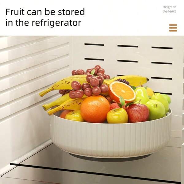 1pc 360° Rotating Spice Rack, Plastic Material, Kitchen Storage Tray, Minimalist Style, Multiple Colors Available, Circular Shape, Vertical Striped Pattern, Rotating Storage, Suitable For Daily Kitchen Organization