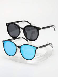 1 件几何图案男士经典复古圆形超大太阳镜，防眩光镜片可阻挡 99.99% 的 UVA 和 UVB 辐射，保护眼睛，过滤阳光反射，外出时保护眼睛免受长期紫外线伤害。优质塑料镜框材质。