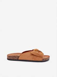 Sandalias de mujer de moda versátiles y casuales con decoración de lazo, para el verano - Camel - Ver 7