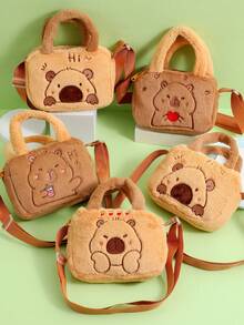 1 Pc Fashionable Cartoon Plush Bear Chest Bag, Children's One Shoulder Diagonal Handbag, Love Kids Diagonal Cross Handheld Bag For Kindergarten Girls Coin Purse Backpack