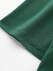 Boys' Beach Print Round Neck T-Shirt, Spring/Summer Boys' Casual T-Shirt, Soft Top - Dark Green - View 3