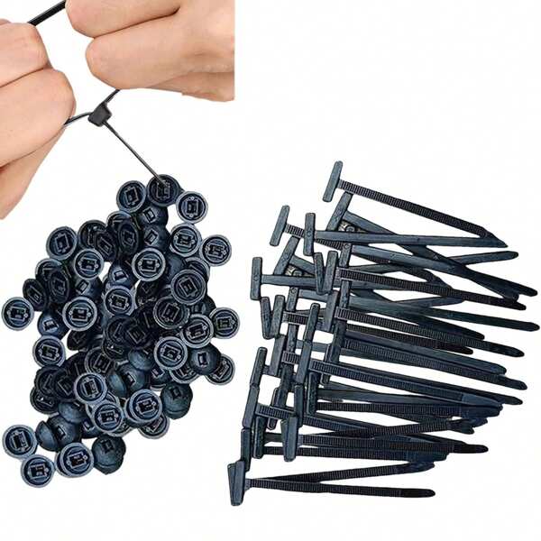 20 Stücke/10 Stücke Nylon universelle Kabelbinder-Schnalle, hochfeste selbstsichernde Kabelbinder-Halterung, mit Stift- und Knopf-Design, UV-beständig, schwarze Kunststoff-Kabelmanagement-Bänder