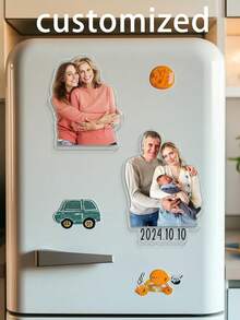 Personalized Photo Acrylic Fridge Magnet, Customized Photo Fridge Decor, Father's Day Gift, Acrylic Customized Photo Fridge Magnet, Unique Memento For Family And Loved Ones, Father's Day And Thanksgiving Gift, Suitable For Breakfast, Personal Items
