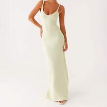 Women's Twisted Straps Bodycon Long Maxi Dress Summer Sleeveless Spaghetti Straps Slim Fit Deep V-Neck Backless Cami Dress Party Clubwear Holiday Beachwear Solid Color Tank Dress Sundress - màu xanh lá - Xem 4