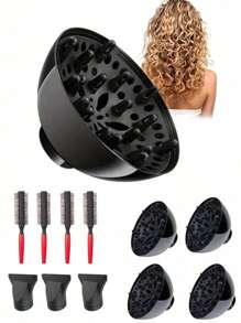 Difusor amigable para el viaje para cabello rizado/ondulado/rizado - Accesorios de secador de pelo de calidad de salón, herramienta volumizadora sin daño por calor | Difusor rizado para rizos naturales, peinado ligero, seguro para el hogar y los viajes, difusor de peinado reutilizable, juego de peine difusor rizador de boquilla para cabello ondulado (para diámetro de secador de pelo de 4.4-4.6 cm, óptimo 4.5 cm)