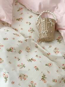 2/3pcs Pink Floral Duvet Cover Set, Bedding, Ultra Soft Skin-Friendly Duvet Cover, Suitable For Dormitory, Washable Duvet Cover, Ditsy Floral Pattern Duvet Cover Set, Without Duvet Insert, Suitable For Twin, Full, Queen, King And Other Bed Sizes, All Seasons, Bedroom Home Decor, Bedding Gift, Machine Washable, Twin, Full, Queen - Baby Pink - View 4