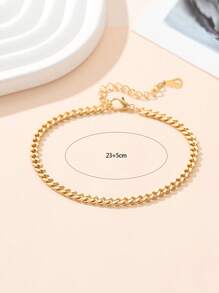 1 pieza Tobillera de acero inoxidable de cadena fina minimalista, estilo joyería para playa y vacaciones para mujer