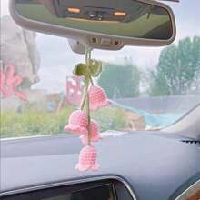 1pc Handmade Knitted Rear View Mirror Pendant Ornament - Cute Car Accessories Aesthetic - Kawaii Decor For Car And Home Decorative Pendants