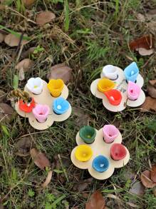 5pcs/Set Colorful Flower & Bee Design Birdbath - Resin Insect Feeder, Attract And Nourish Bees, Suitable For Gardening And Urban Farm Decor