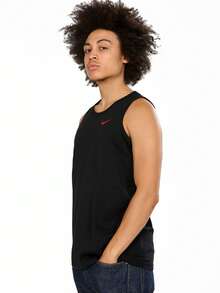 Nike Embroidered Swoosh Mens Athletic Training Gym Vest Sleeveless Tank - Black - View 3