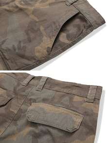 Men'S Camo Multi-Pocket Relaxed Fit Casual Shorts,Outdoor Camouflage Twill Cargo Shorts 11" Inseam(No Belt) - C34 復古迷彩 - 查看 4
