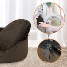 Feandrea Dog Bed/Basket, Reversible Cushion, Washable, Brown - Brown - View 2