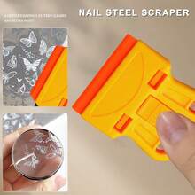 Raspador de placa de estampado para arte de uñas, removedor de adhesivo, limpiador y herramienta multifunción - Naranja - Ver 2