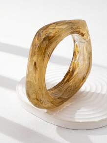 1 buc brățară tip manșetă din rășină groasă geometrică supradimensionată, set de brățări aurii pentru femei cu design cu roți late, bandă de braț metalică groasă stivuită, bijuterii la modă potrivite pentru ținute zilnice, întâlniri, petreceri, cadouri