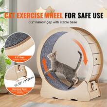 Cat Exercise Wheel, Large Cat Treadmill Wheel For Indoor Cats, 35.8 Inch Cat Running Wheel With Detachable Carpet And Cat Teaser For Running/Walking/Training, Suitable For Most Cats - Wood color 35.8 inches - 查看 2