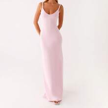 Women's Twisted Straps Bodycon Long Maxi Dress Summer Sleeveless Spaghetti Straps Slim Fit Deep V-Neck Backless Cami Dress Party Clubwear Holiday Beachwear Solid Color Tank Dress Sundress - 粉色 - 查看 6