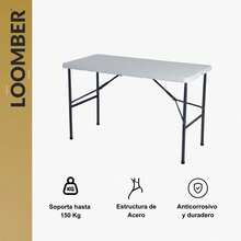 Mesa Plegable Blanca de 122 cm para exterior - Blanco - Ver 3