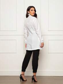 Women's Lab Coat Long Sleeve Priest Collar Button Bless White - trắng - Xem 7