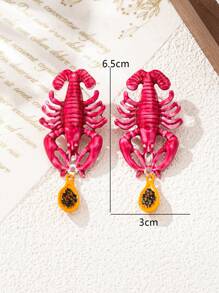 1 par de nuevos aretes con colgante de escorpión con efecto de goteo de aleación de zinc estilo costero, para mujeres, para fiestas de verano