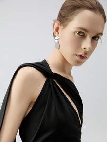 1 Pair Retro Fashion Metal Round Disc Earrings Winter Gifts - Antique Silver - View 2