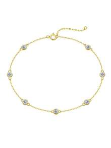 BLOVEMEE 1 سوار فضة إسترليني عيار 925 مرصع بحجر الموسانيت ذو طراز أنيق، مناسب للسيدات للارتداء اليومي، العمل، الحفلات، العطل، عيد الميلاد، عيد الحب، عيد الأم، عيد الفصح، أعياد الزواج، عيدالميلاد، هدية مجوهرات - ذهبي أصفر - مشاهدة 2