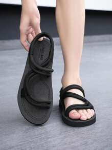 Men's Summer Lace-Up Flat Sports Sandals, Lightweight Anti-Slip Water Shoes For Outdoor Beach