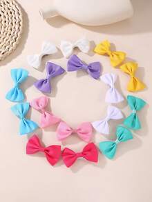8pcs Assorted Color Ribbed Fabric Butterfly Hair Clips Set For Girls - Multicolor - View 4