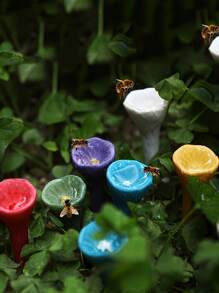 5pcs/Set Colorful Flower & Bee Design Birdbath - Resin Insect Feeder, Attract And Nourish Bees, Suitable For Gardening And Urban Farm Decor