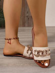 Wide Fit Rhinestoned Slippers, Comfortable Ladies Flat Slide Sandals, Korean Style Casual Slip-On Thong Sandals For Summer, Spring/Autumn Woven Roman Sandals, Fashion Summer Flats To Wear With Dresses For Beach/Outdoor