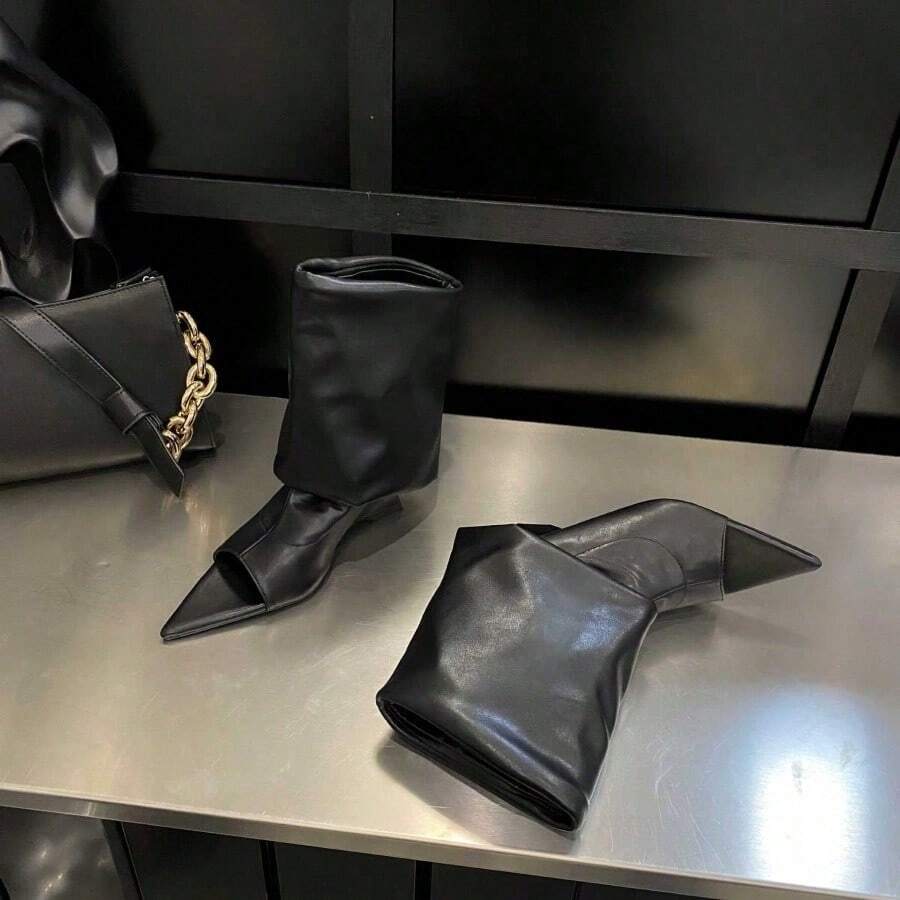 Women Knee-High Boots - 黑色 - 查看 1