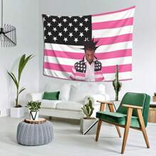 1 pezzo Bandiera americana rossa, stampa di rapper, in poliestere, per appendere alla parete, impermeabile, decorazione per soggiorno, camera da letto, ufficio, festa, regalo imperdibile
