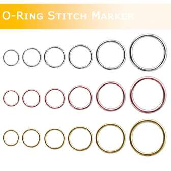 60 件金属针迹标记 - 多色金属锁环，铝制圆形针织标记（6 毫米-16 毫米），金色、银色、玫瑰金钩针环，DIY 工艺工具，钩针用品，缝纫配件