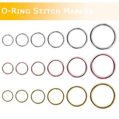 60 件金属针迹标记 - 多色金属锁环，铝制圆形针织标记（6 毫米-16 毫米），金色、银色、玫瑰金钩针环，DIY 工艺工具，钩针用品，缝纫配件