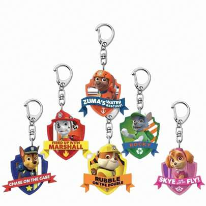 Paw Patrol 6pcs/1 Sets Of Wangwang Team's Great Achievement Small Dog Acrylic Keychains, Archie Tiantian Backpack Cute Small Pendants With Highly Attractive, Suitable As Birthday Gifts For Friends And Family At Birthday Parties (Random Style)